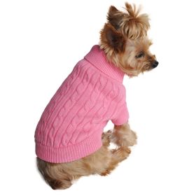 Dog Cable Knit 100% Cotton Sweater Candy Pink (size: 3X-Large)