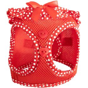 American River Choke Free Dog Harness (Color: Red Polka Dot Ruffle, size: small)
